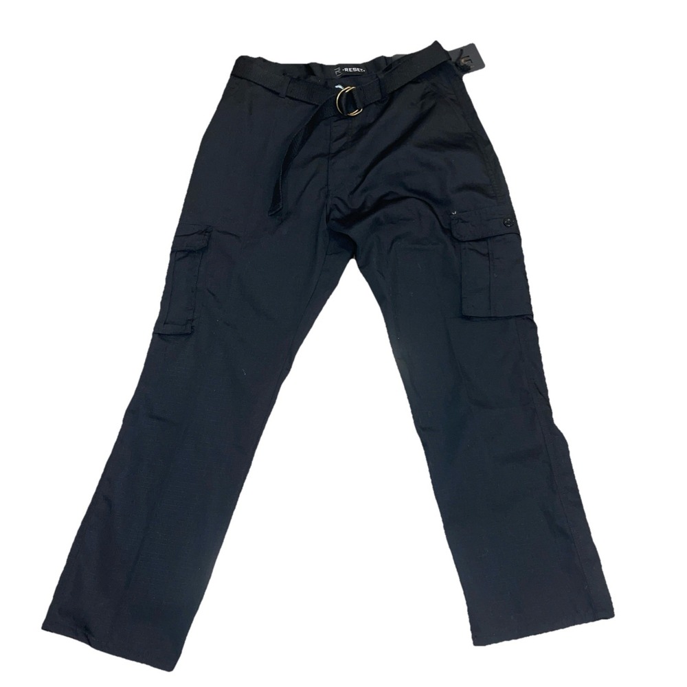 RESET Cargo Pants Mens 36x30 Black with Belt NWT Ripstop Utility